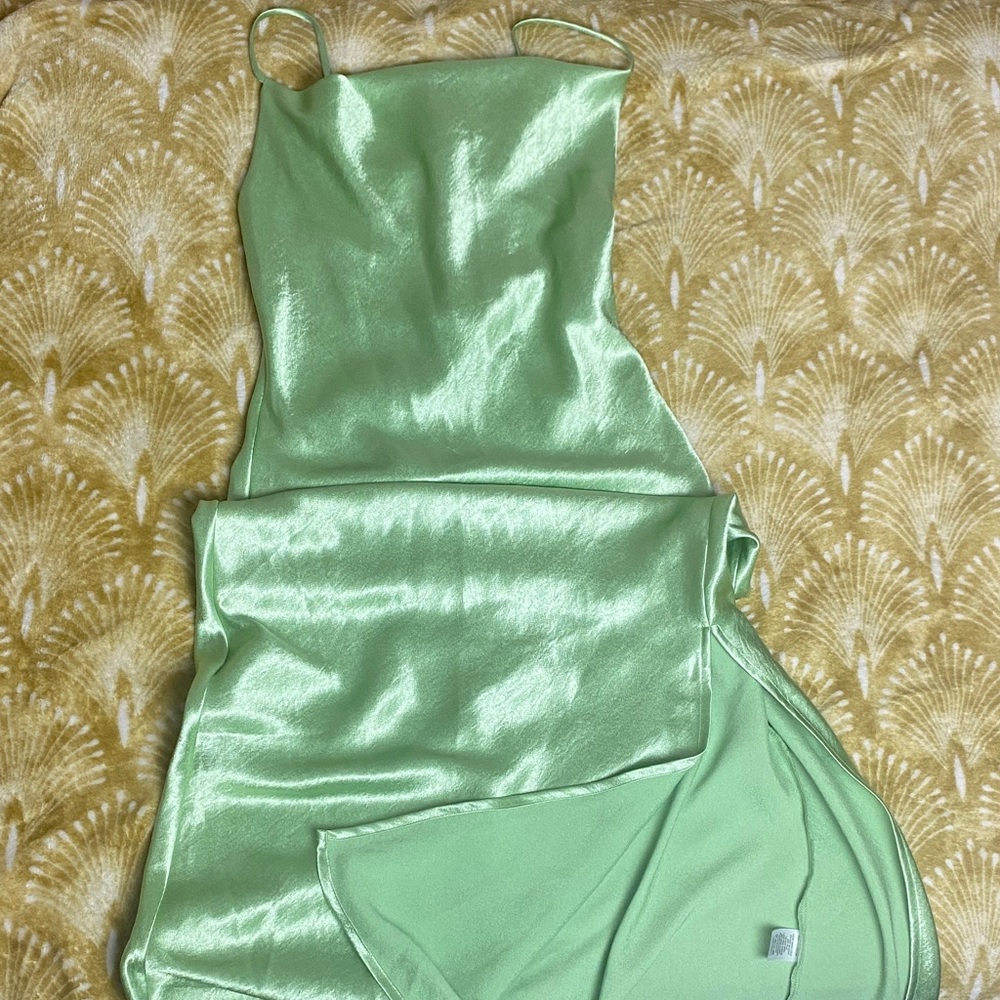 Fashion Nova Mint Satin Dress